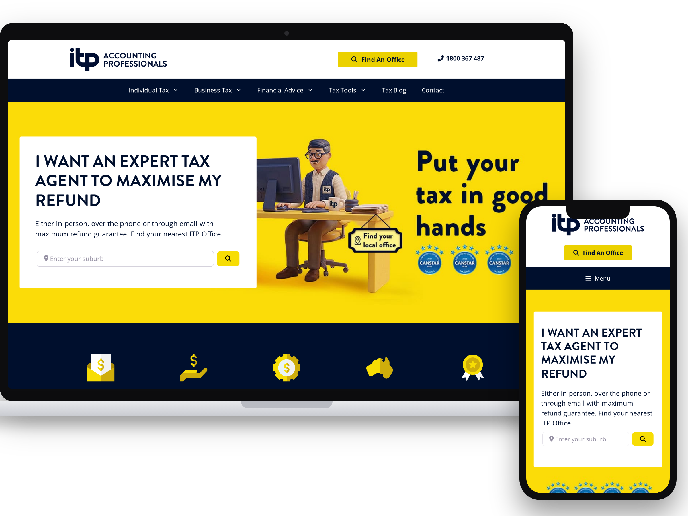 ITP Accounting Professionals website by Launch Digital shown on laptop and mobile