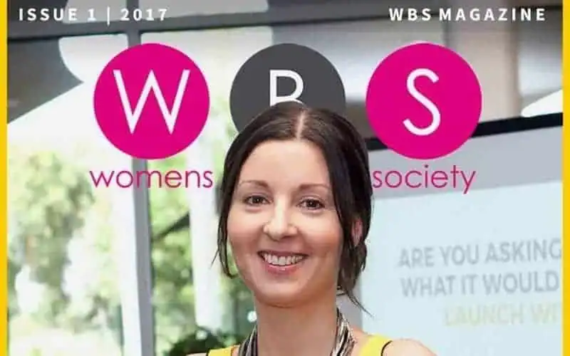 Tina Okey on the cover of Women's Business Society magazine, issue 1, 2017